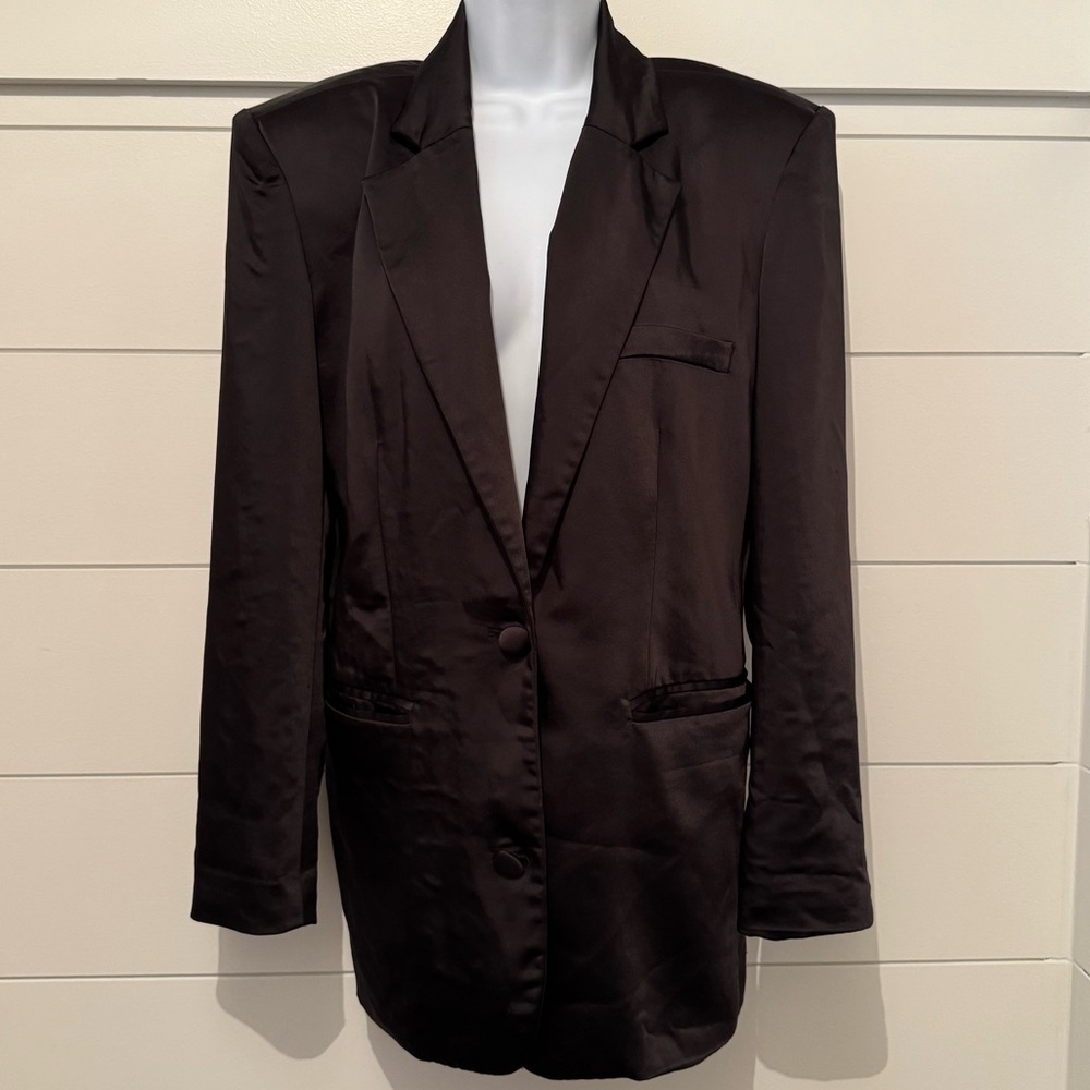 Ronny Kobo Black Satin Blazer, Women’s S